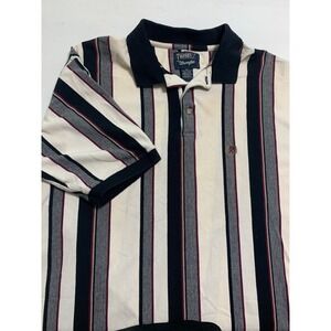 Twenty X by Wrangler Mens XXL Striped Polo Shirt Short Sleeve MI0504A Cream Navy